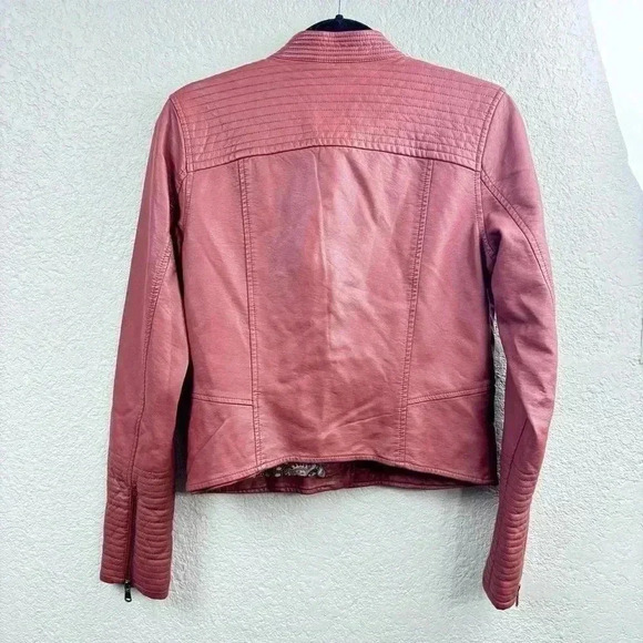 Anthropologie Vegan Leather Moto Jacket Rust Brown Women’s Size S Fall Style - Picture 4 of 5